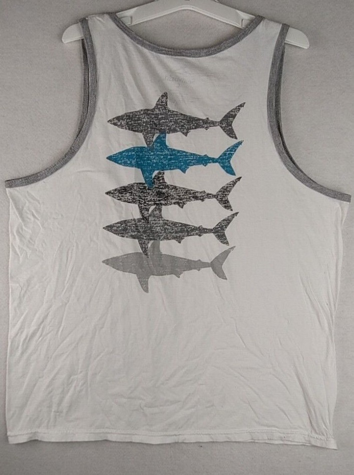 Sea World Graphic Tank Top Shirt Size Large White Adult Sharks