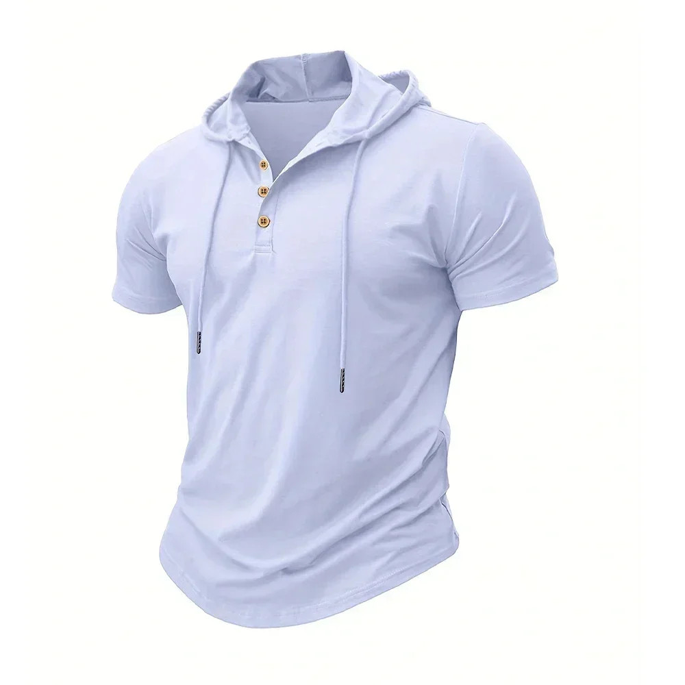 Men's T Shirt Summer Slim Fitness Hooded Short-Sleeved Tees Male Lightweight gallery