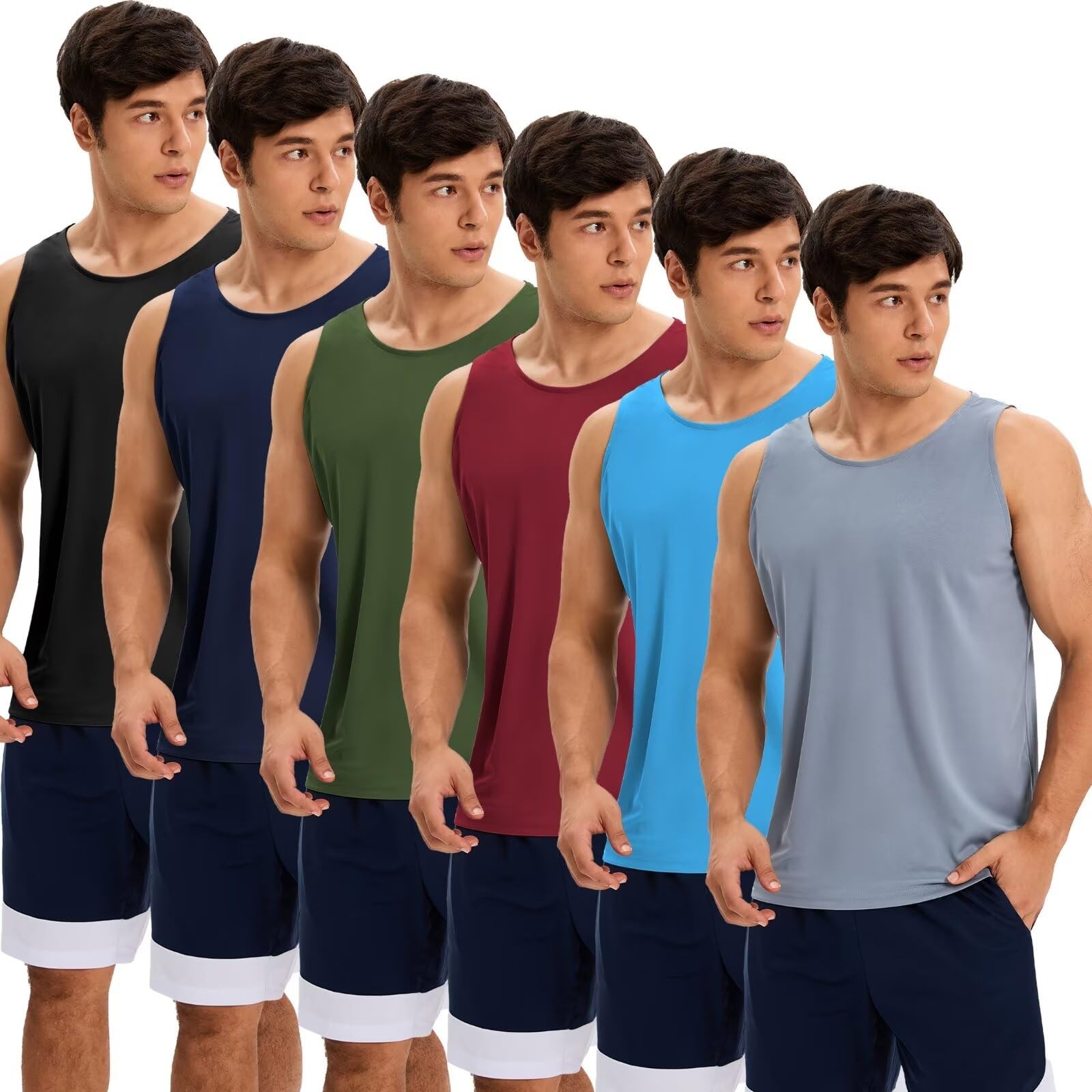 6 Pack Men's Quick Dry Workout Tank Tops Breathable Gym Sleeveless Muscle Shi... gallery
