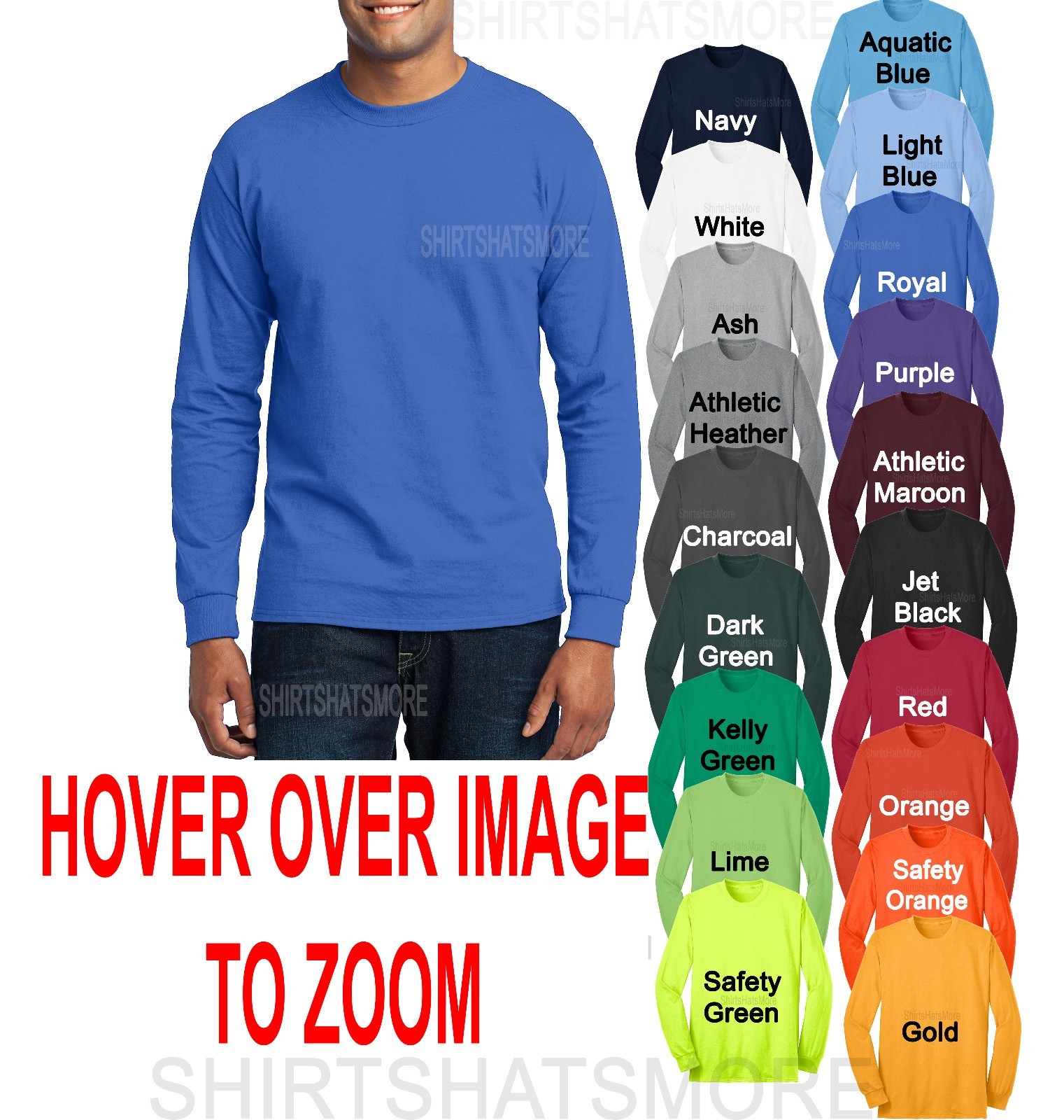 BIG MENS Long Sleeve T-Shirt Quality Cotton/Poly 50/50 Sizes 2X 3X 4X 5X 6X NEW gallery