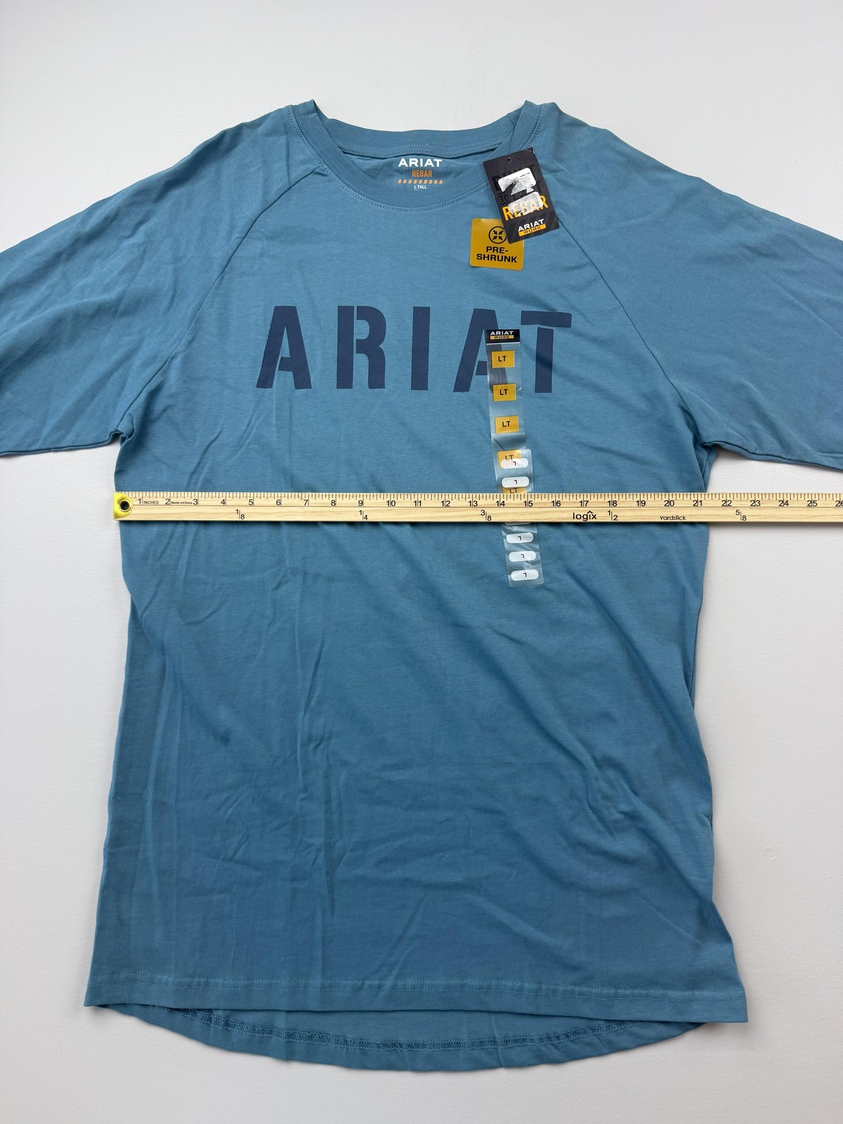 Ariat Shirt Mens LT Blue Rebar Long Sleeve Logo Graphic Tee Workwear Preshrunk gallery