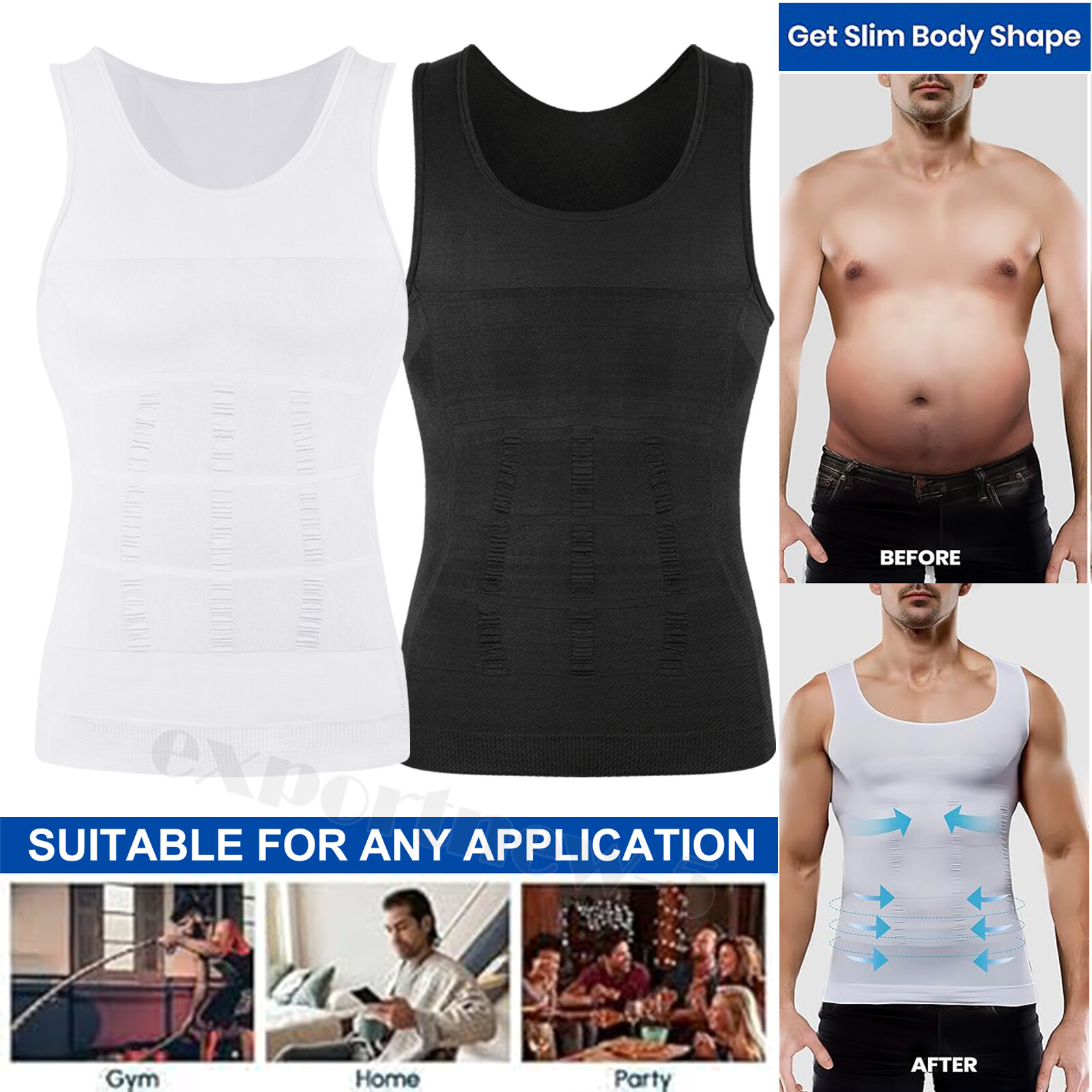 Men Slimming Body Shaper Compression Gynecomastia T-shirt Posture Corrector Vest gallery