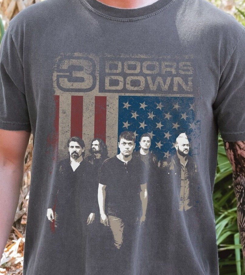3 Doors Down T-Shirt American Rock Band on Vintage Black Comfort Colors 1717 Tee gallery