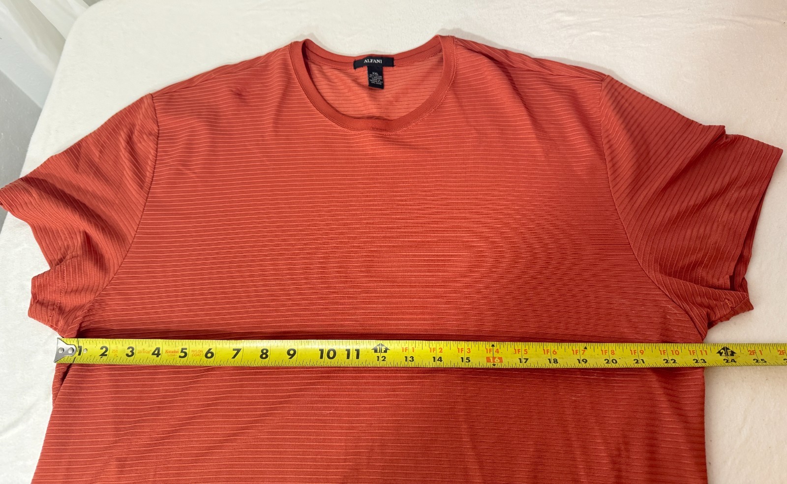 Alfani Mens 2XL Rust Orange Ribbed T-Shirt short Sleeve Nylon Blend gallery