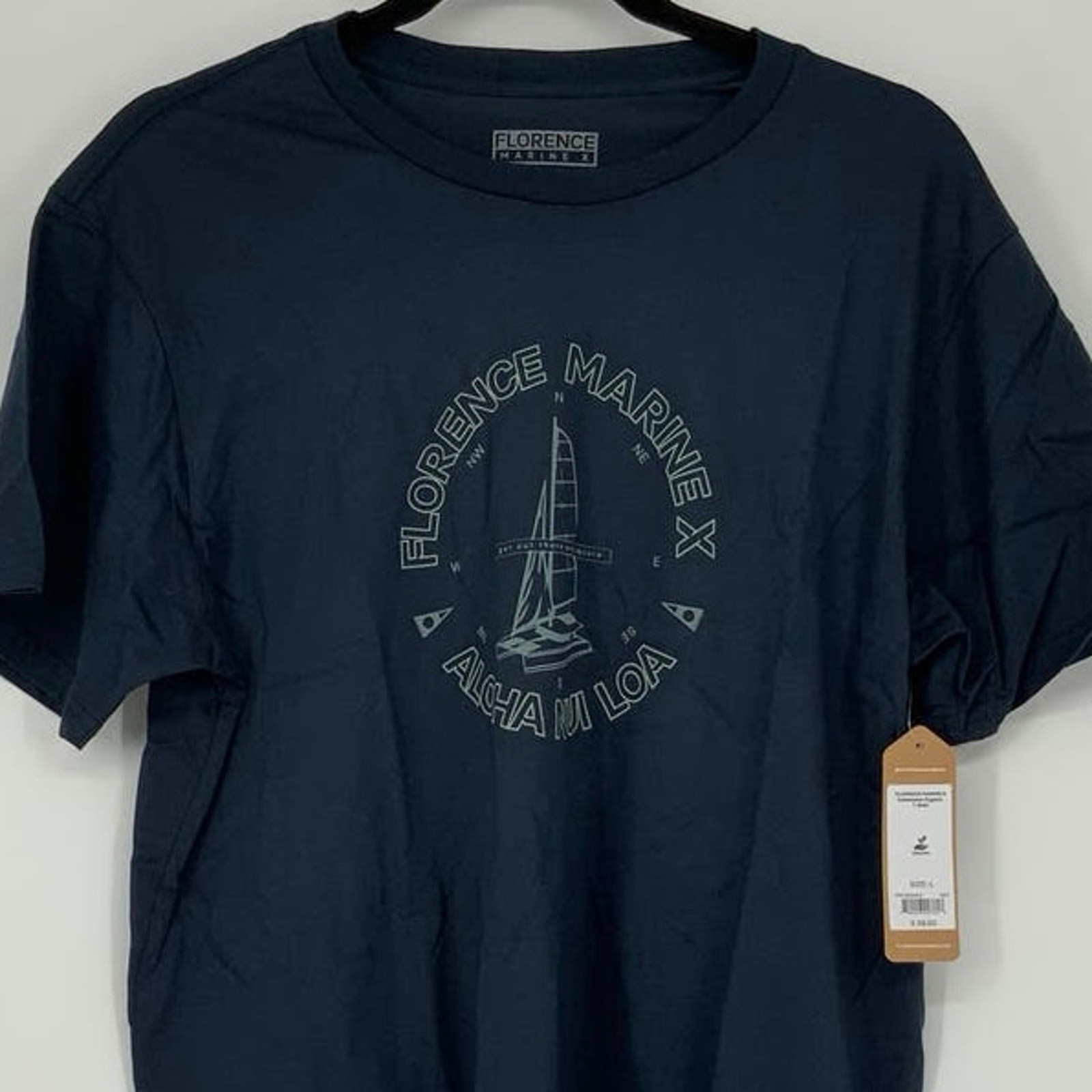 NEW! Florence Marine X Men's Large Catamaran Organic Navy T-Shirt $38 msrp M5-2 gallery