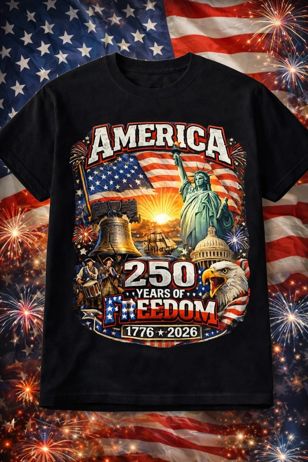 America 250 Years Freedom Shirt 1776-2026 Patriotic USA Flag July 4th Tee gallery