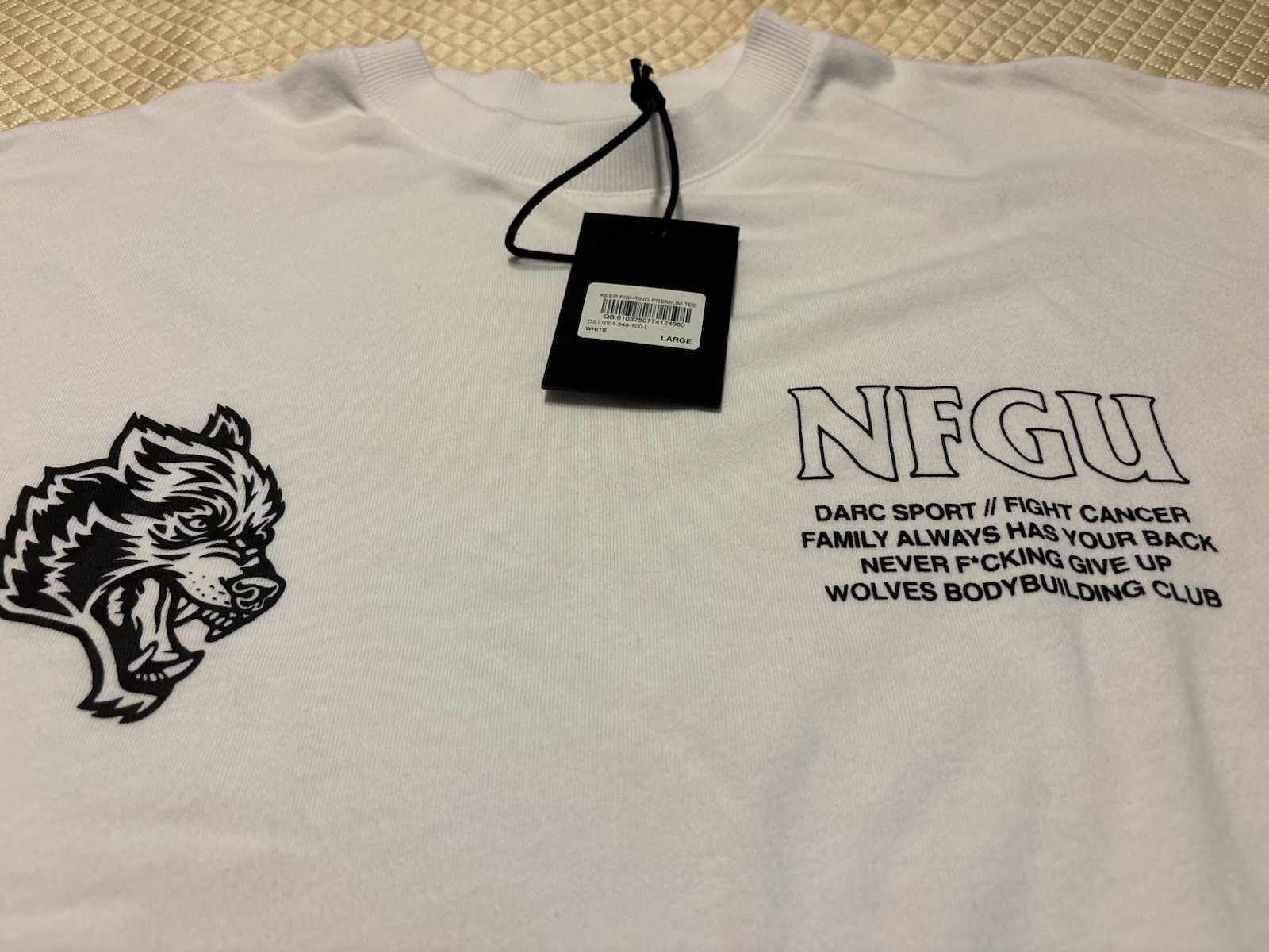 Darc Sport NFGU Wolves White Tee Men’s Size L 228/2000 “Keep Fighting” gallery