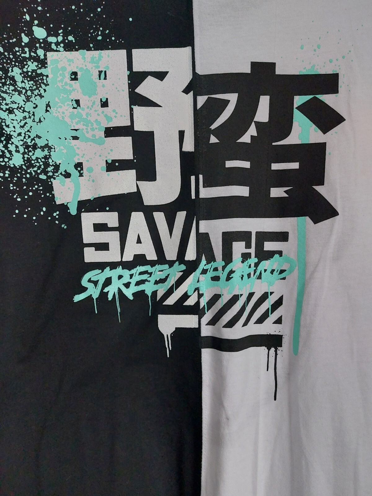 FRESH LAUNDRY SAVAGE STREET LEGEND BLACK/WHITE/TEAL BEAR SHIRT MENS L NWT gallery