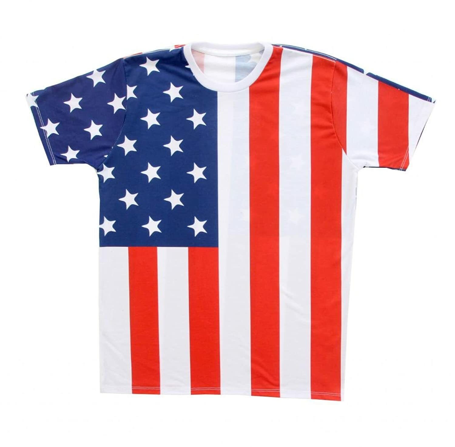Adult White United States Patriot USA American Flag Sublimation T-Shirt Tee gallery