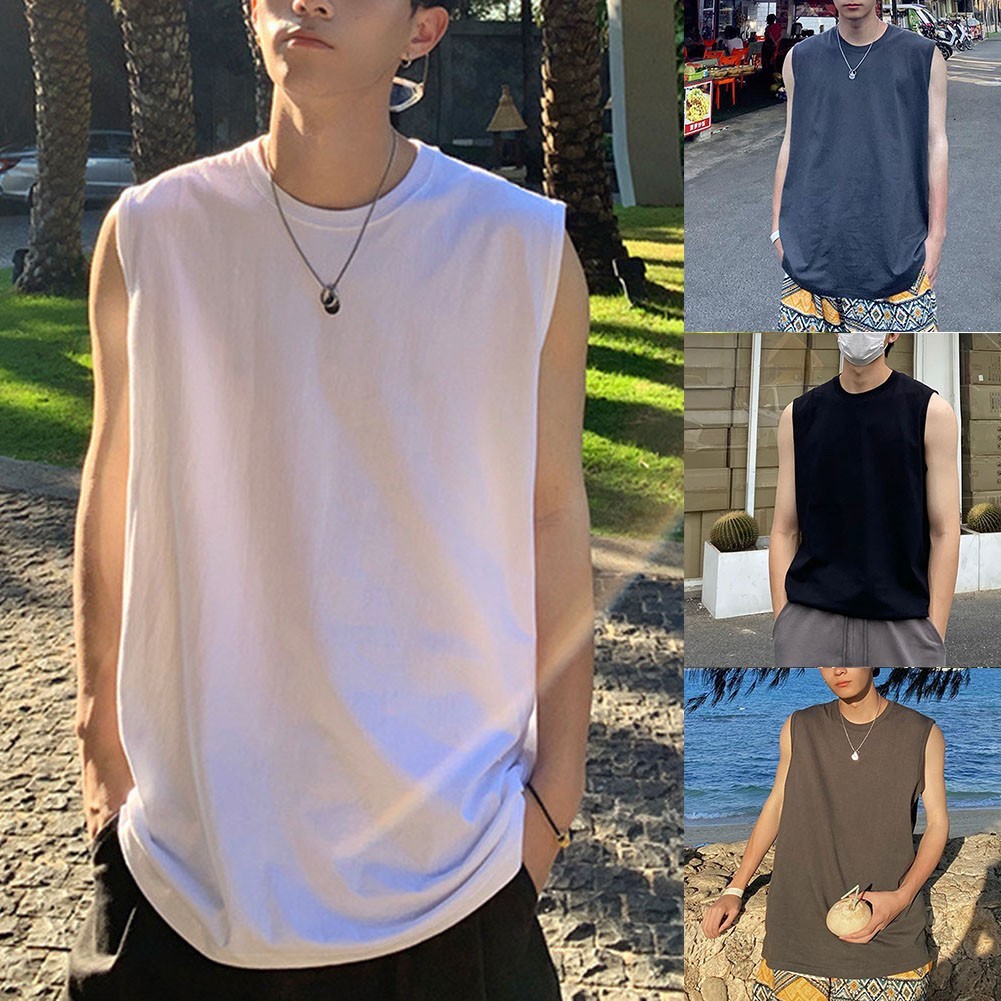 Fashion Vacation Daily Men's Vest Summer Tank Solid Tops Casual Slight Stretch gallery