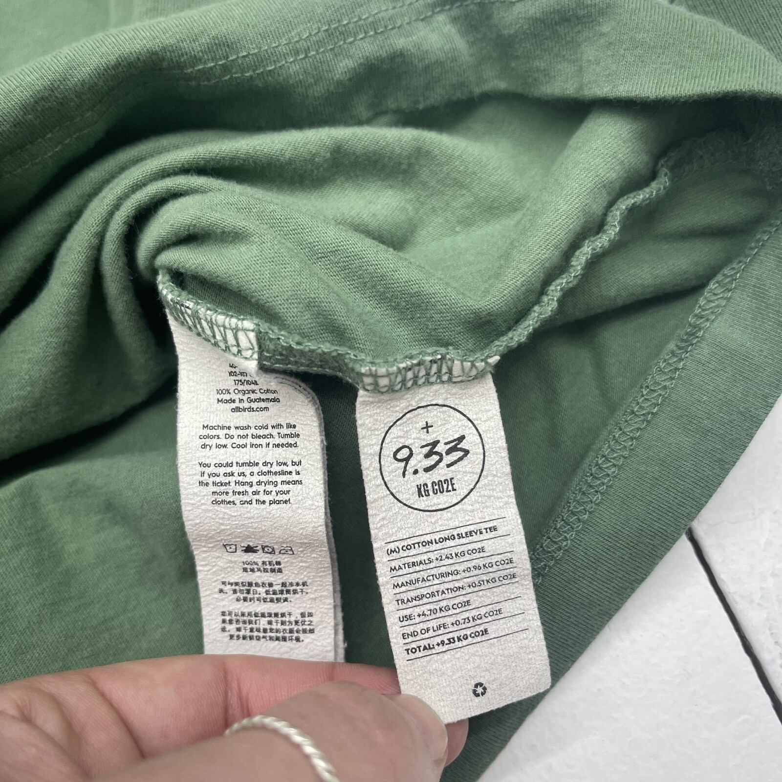 Allbirds Allgood Cotton Long Sleeve Tee Hazy Cargo Green Mens Large gallery