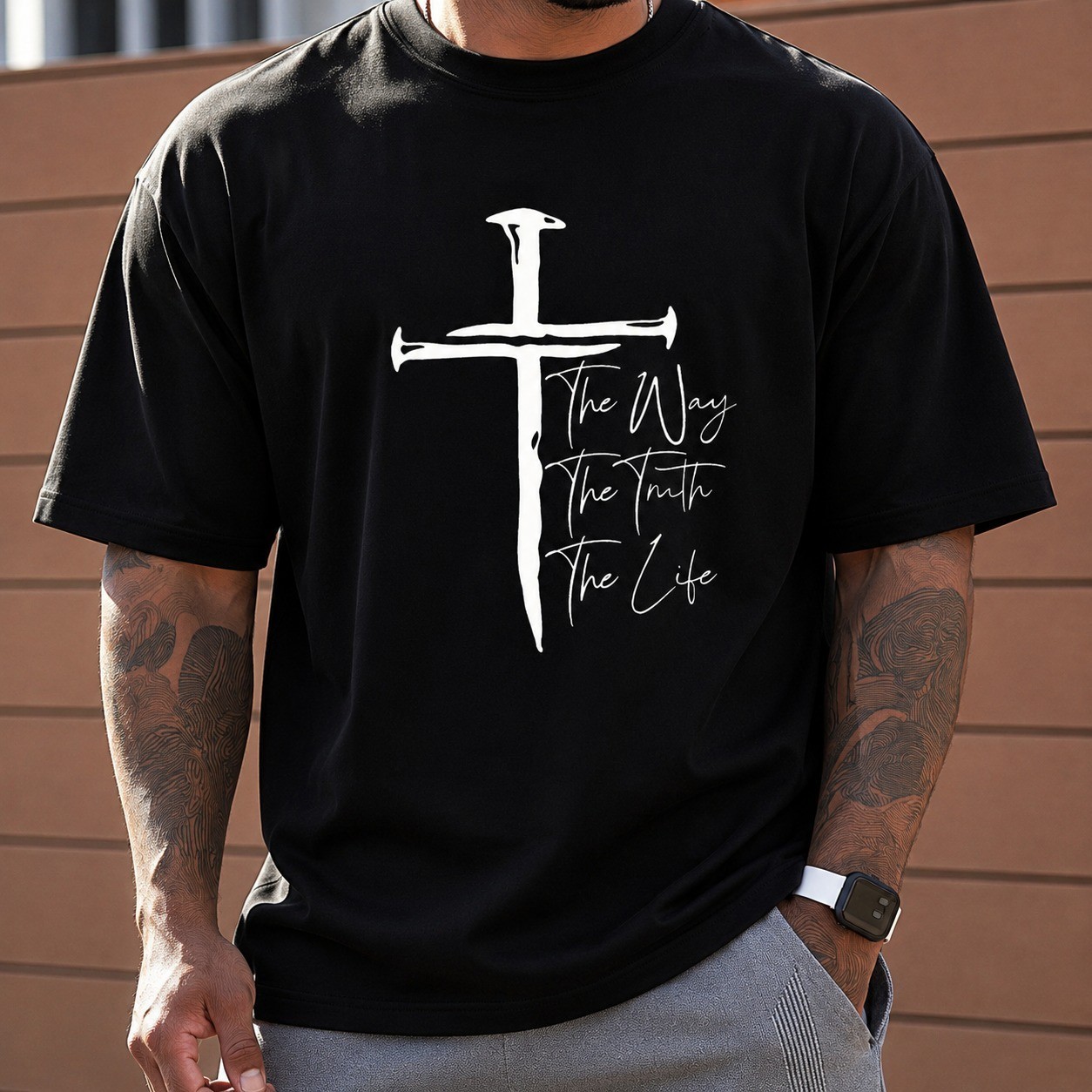 Mens Christian Faith Graphic T Shirt The Way The Truth The Life Cross Tee gallery
