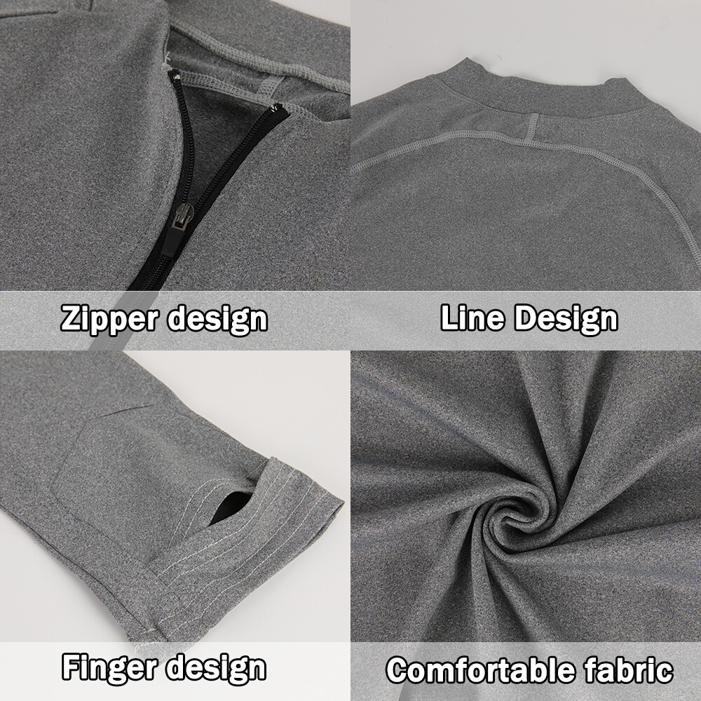 Men's Quick-Dry Active Sport Top Shirts Quarter Zip Long Sleeve Running Outdoor gallery