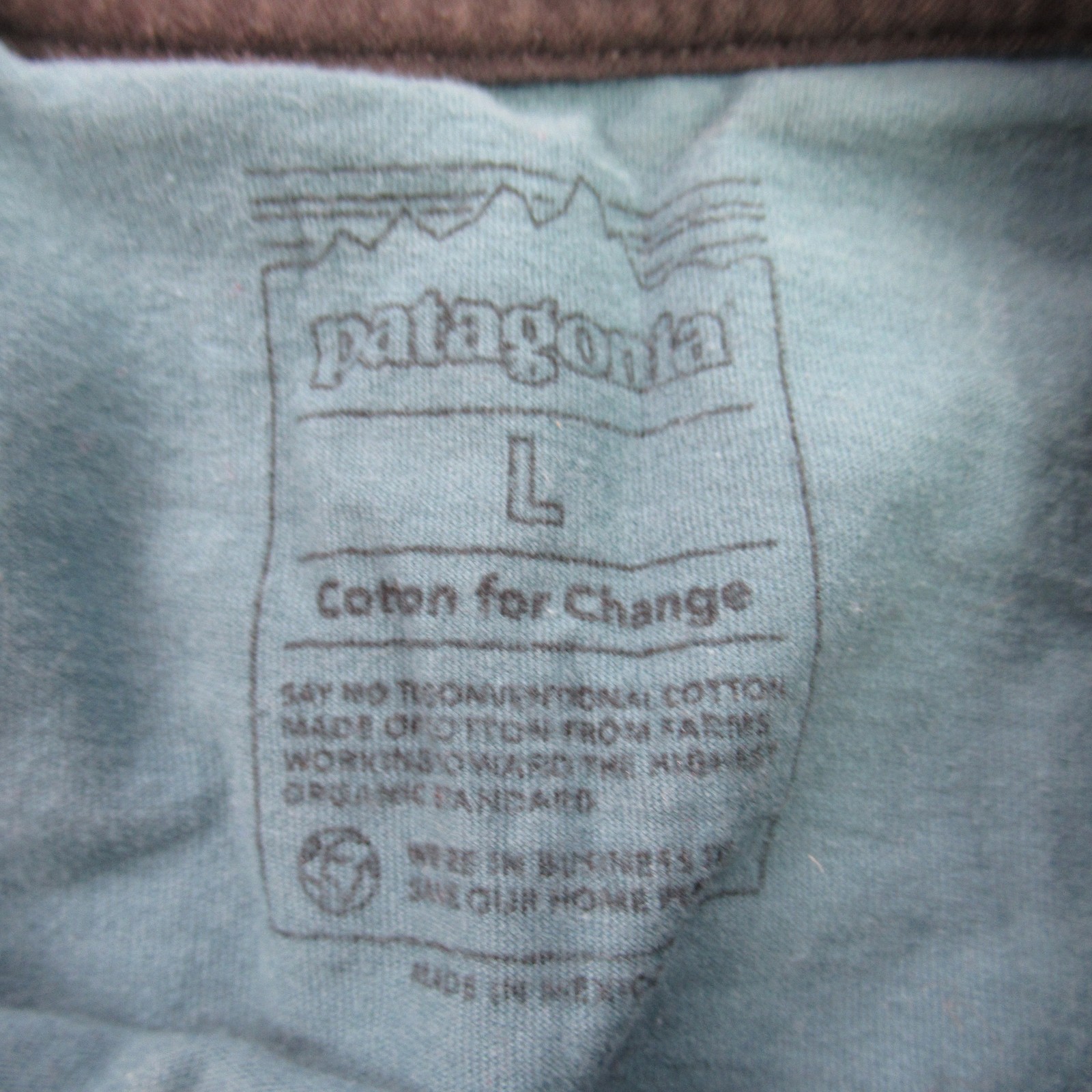 Patagonia Men's Teal Graphic T-Shirt Organic Cotton "Applied Imagination" Size L gallery
