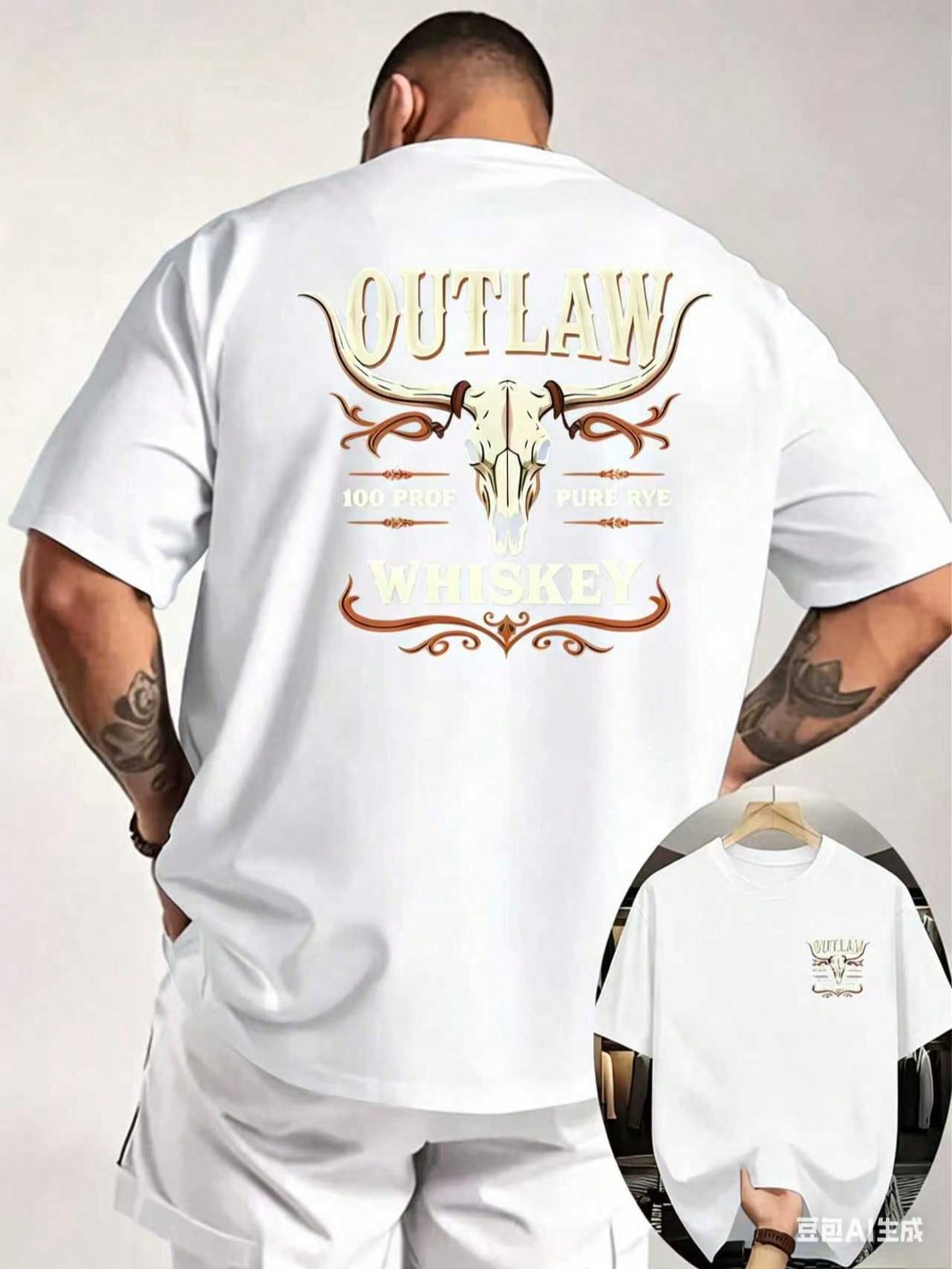 Western Double-Sided Print Men's T-Shirt, American Retro Elements gallery
