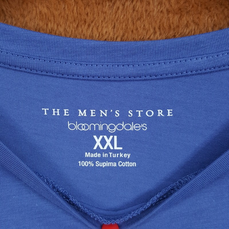 BLOOMINGDALES Shirt Mens XXL Blue Pullover Crew Short Sleeve 100% Supima Cotton gallery