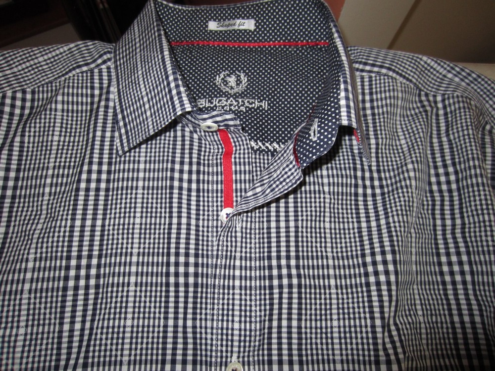 MENS BUGATCHI UOMO PLAID DESIGNER SHIRT EXCELLENT COND CHEST 44 FIT LIKE A LARGE