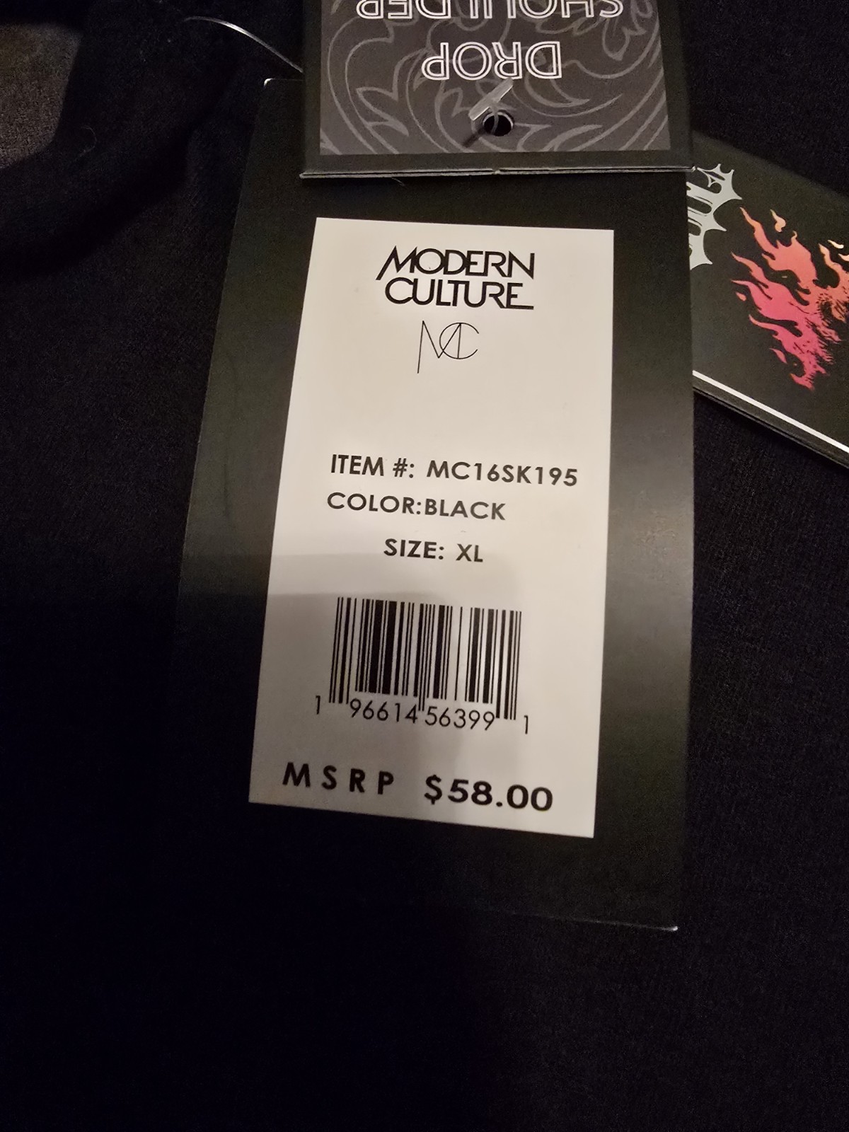 $58...Mod Cult Embellished size XL Drop Shoulder T-shirt Black. gallery