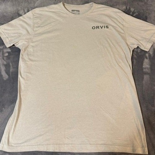 Orvis Mens XXL Oatmeal Heather Fishing Graphic T-Shirt Bass Lure Short Sleeve