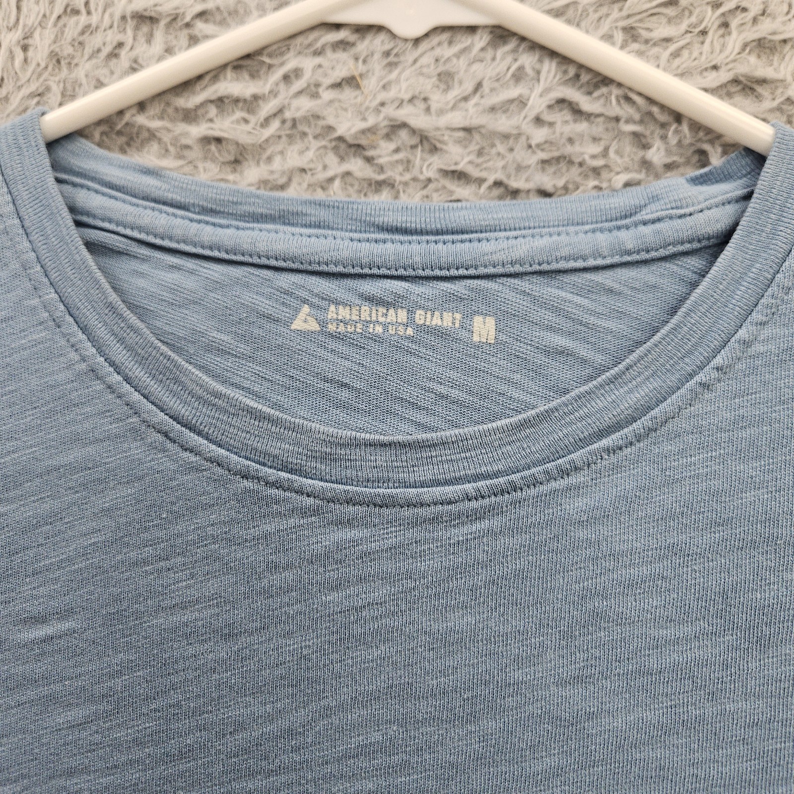 AMERICAN GIANT T Shirt Medium Slub Cotton Made in USA Sky Blue gallery