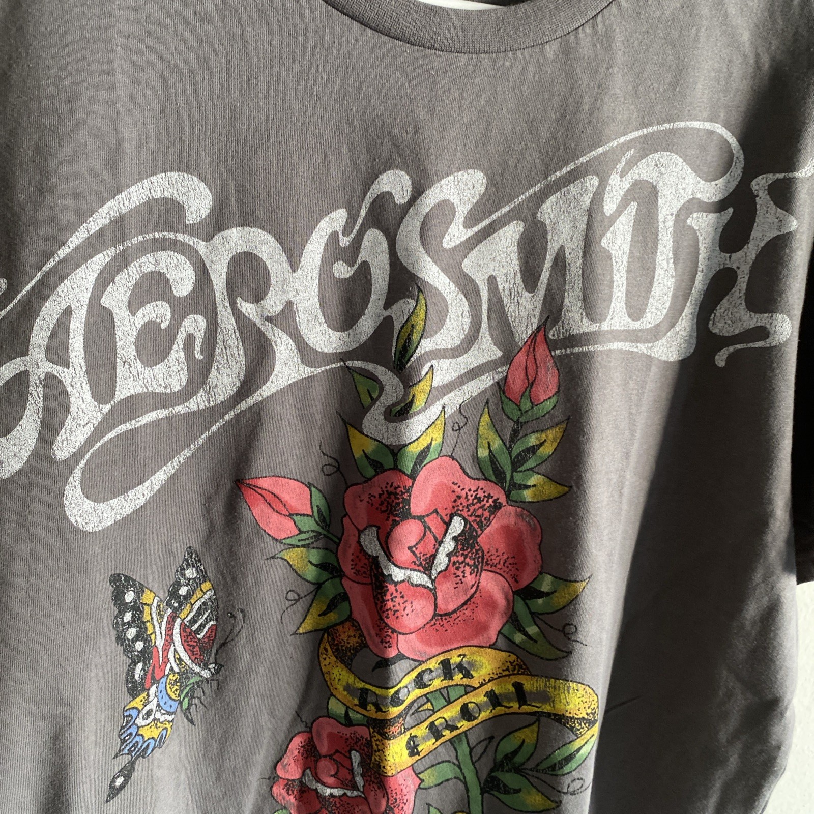 Aerosmith T-Shirt unisex XL Grey 100% Cotton Smokey Lettering Rock & Roll gallery
