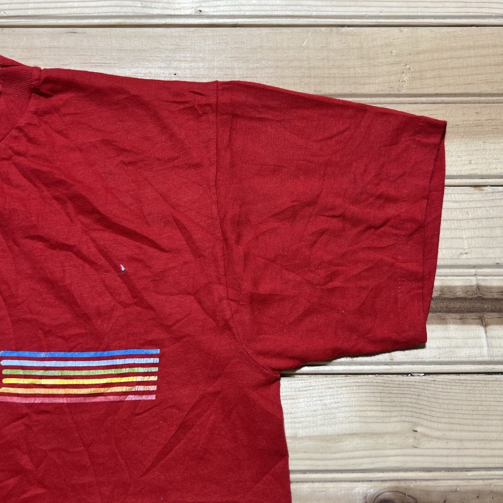 Vintage 70s 80s Indiana University Rainbow Multicolor Spell Out Shirt Size Large gallery
