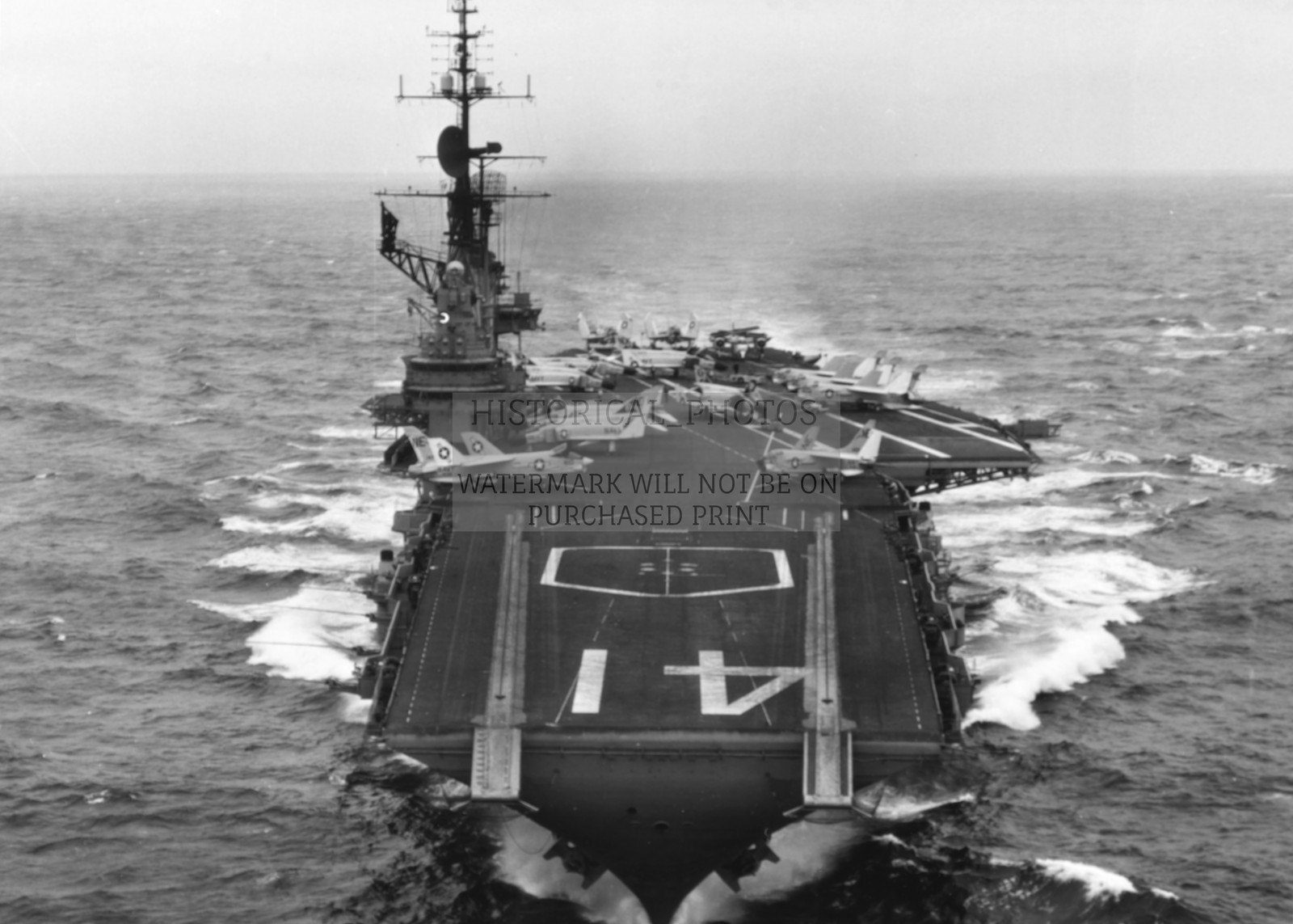 USS MIDWAY AIRCRAFT CARRIER WITH F-4 PHANTOM II 1963 5X7 PHOTO