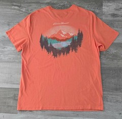 Men’s Eddie Bauer orange short-sleeve cotton graphic T-shirt (XL)