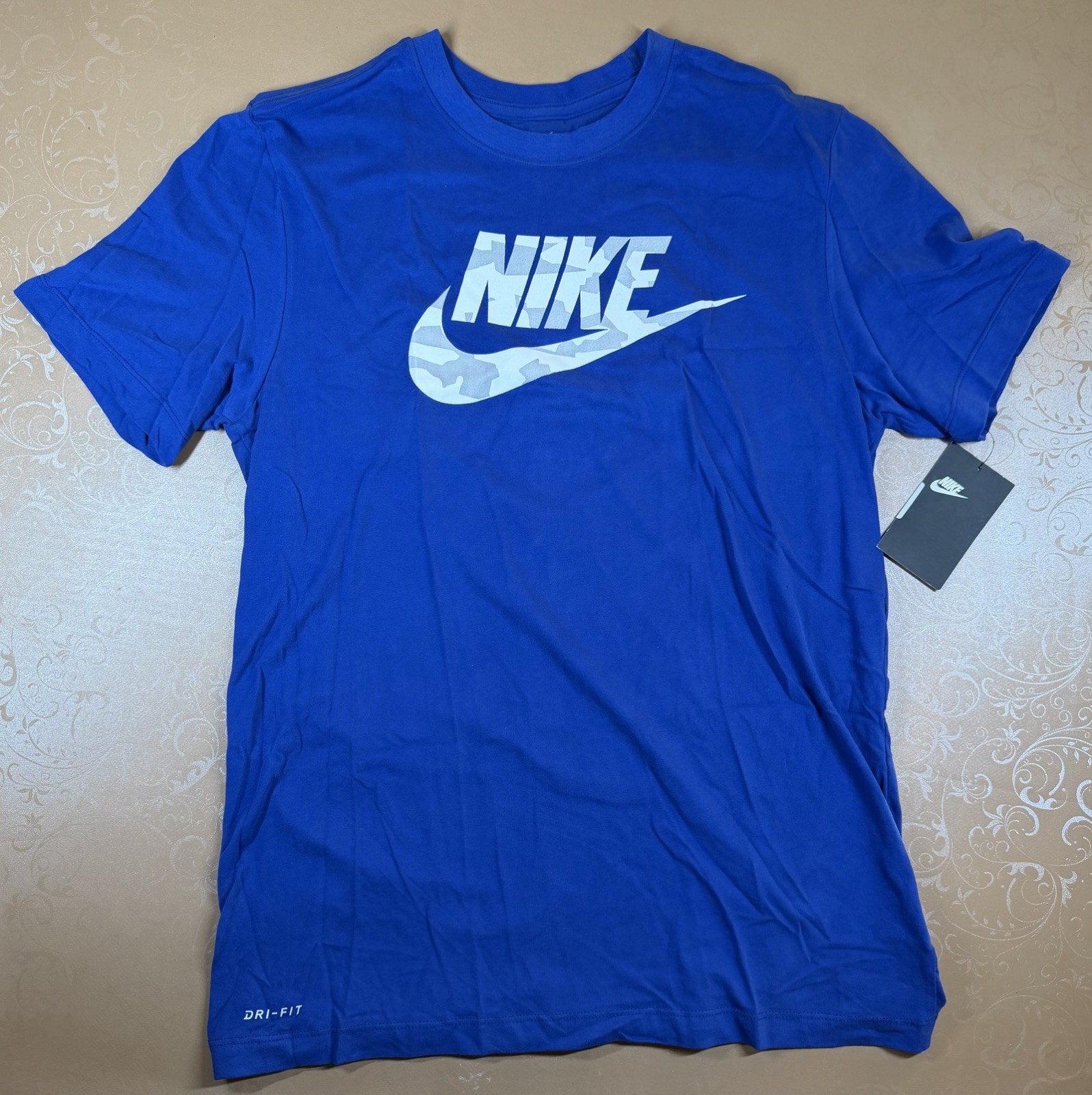 Nike Shirt Blue The Camo Swoosh Logo Graphic Tee Men's XXL 2XL Royal New w/ Tags gallery