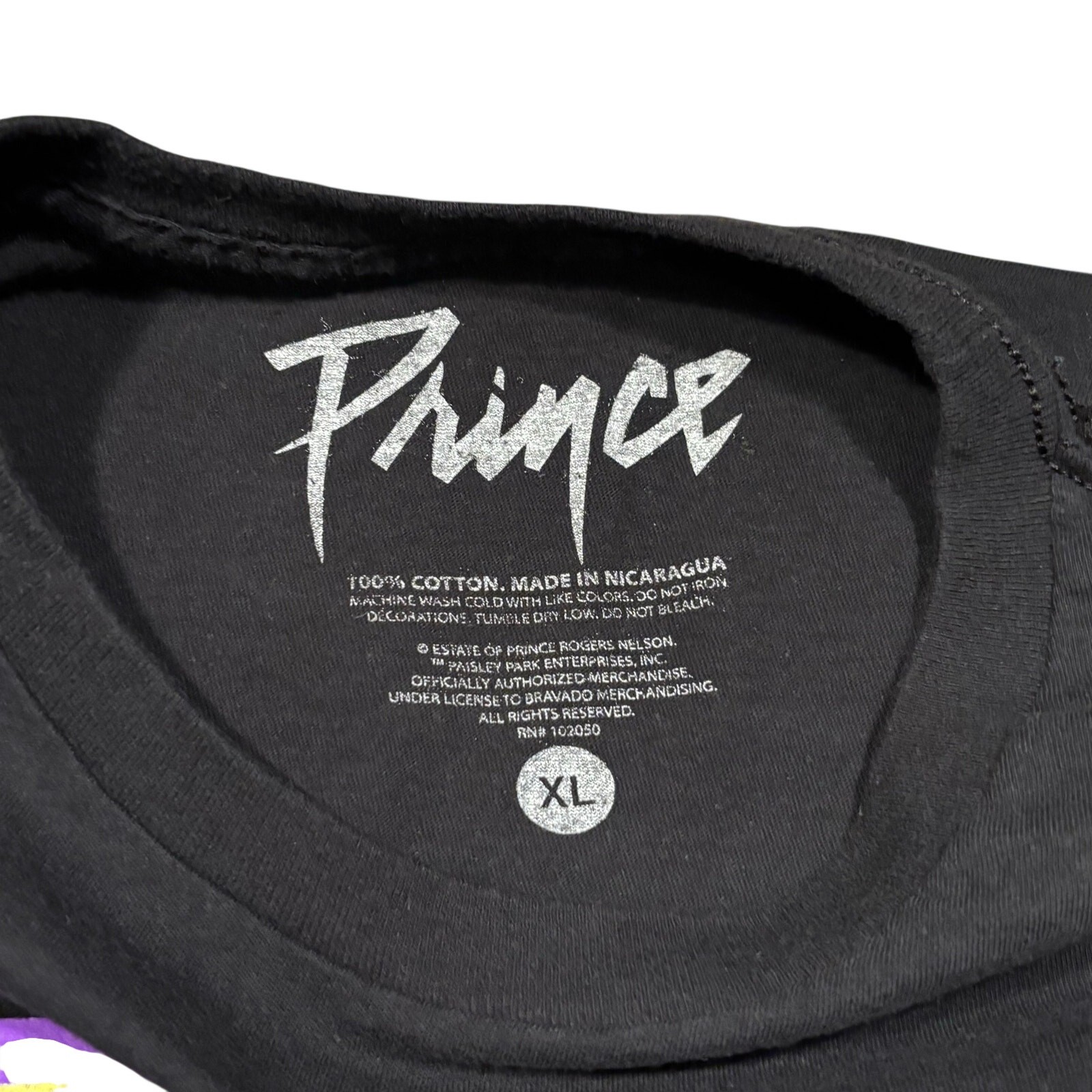 Prince Purple Rain Graphic Print Black Cotton T-Shirt Mens Size XL Extra Large gallery