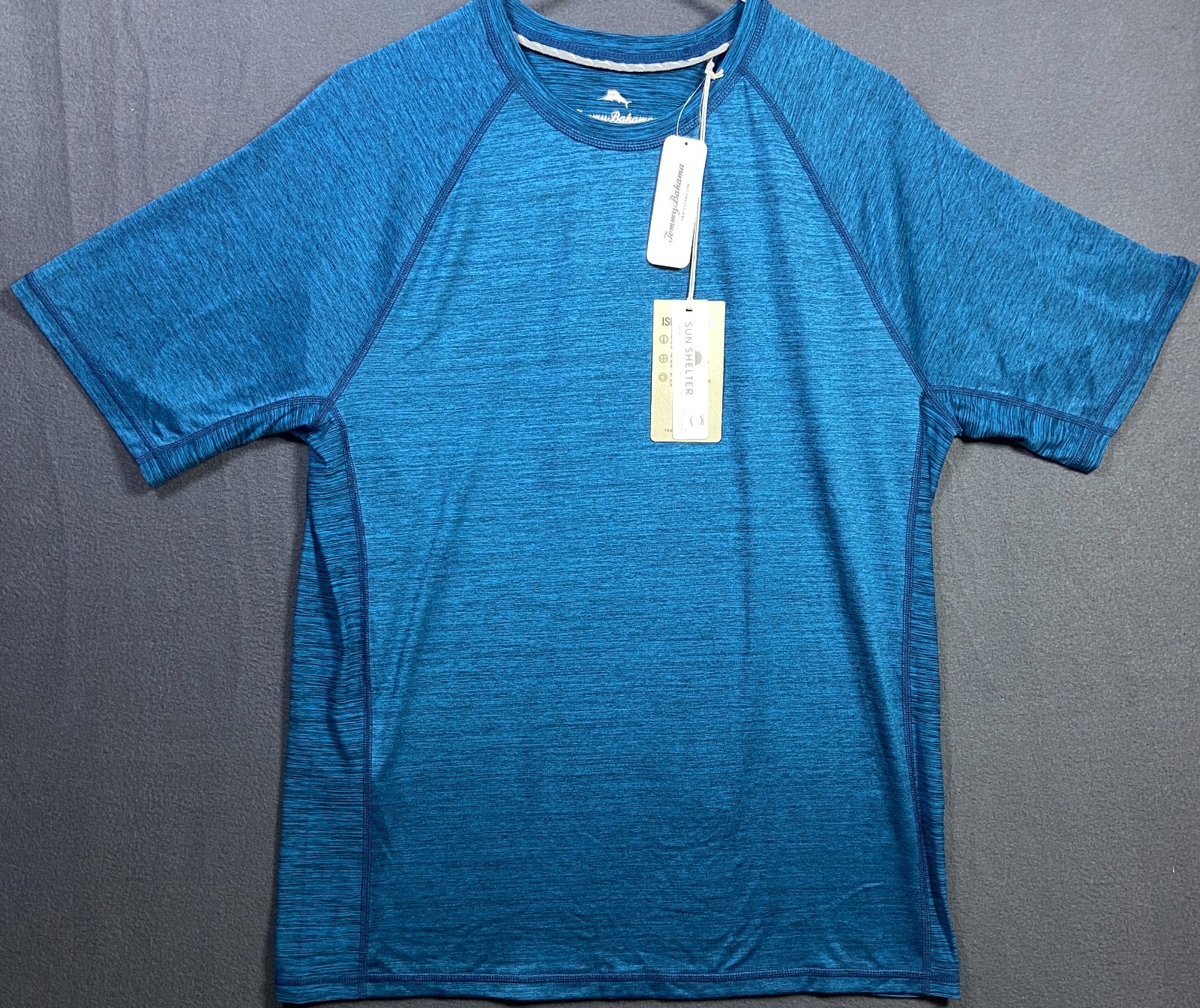 NEW $84.50 Tommy Bahama Men's Island Zone Delray Crew Mambo Blue UPF 30 UV NWT S gallery