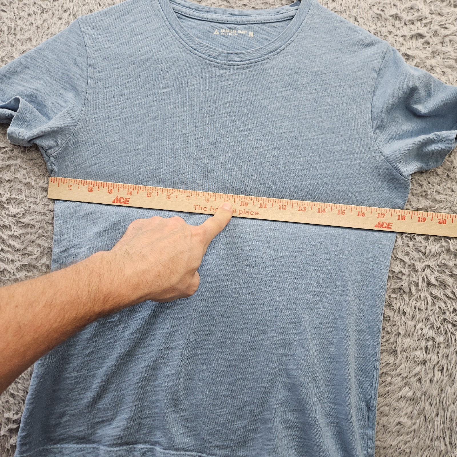 AMERICAN GIANT T Shirt Medium Slub Cotton Made in USA Sky Blue gallery