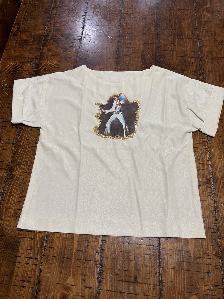 Handmade Elvis Presley Inspired Sheer White Graphic Shirt Adult Unisex