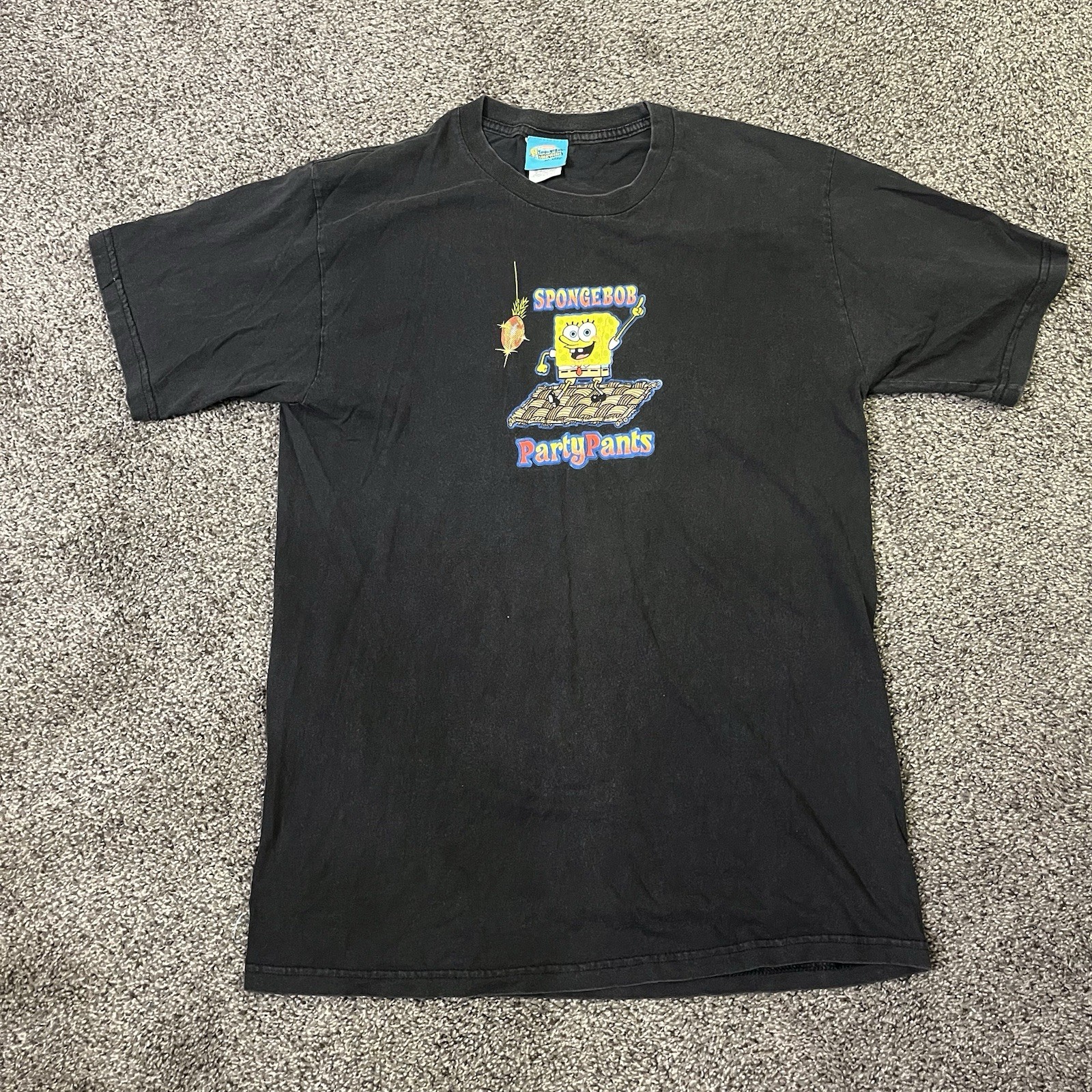 Spongebob Squarepants Party Pants 2002 Black T-Shirt Men L Nickelodeon Vtg Y2K