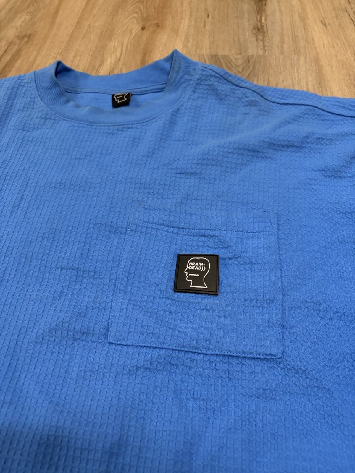 Brain Dead Waffle Knit Mock Neck S/S T-Shirt; Light Blue; Pre-Owned; US XXL gallery