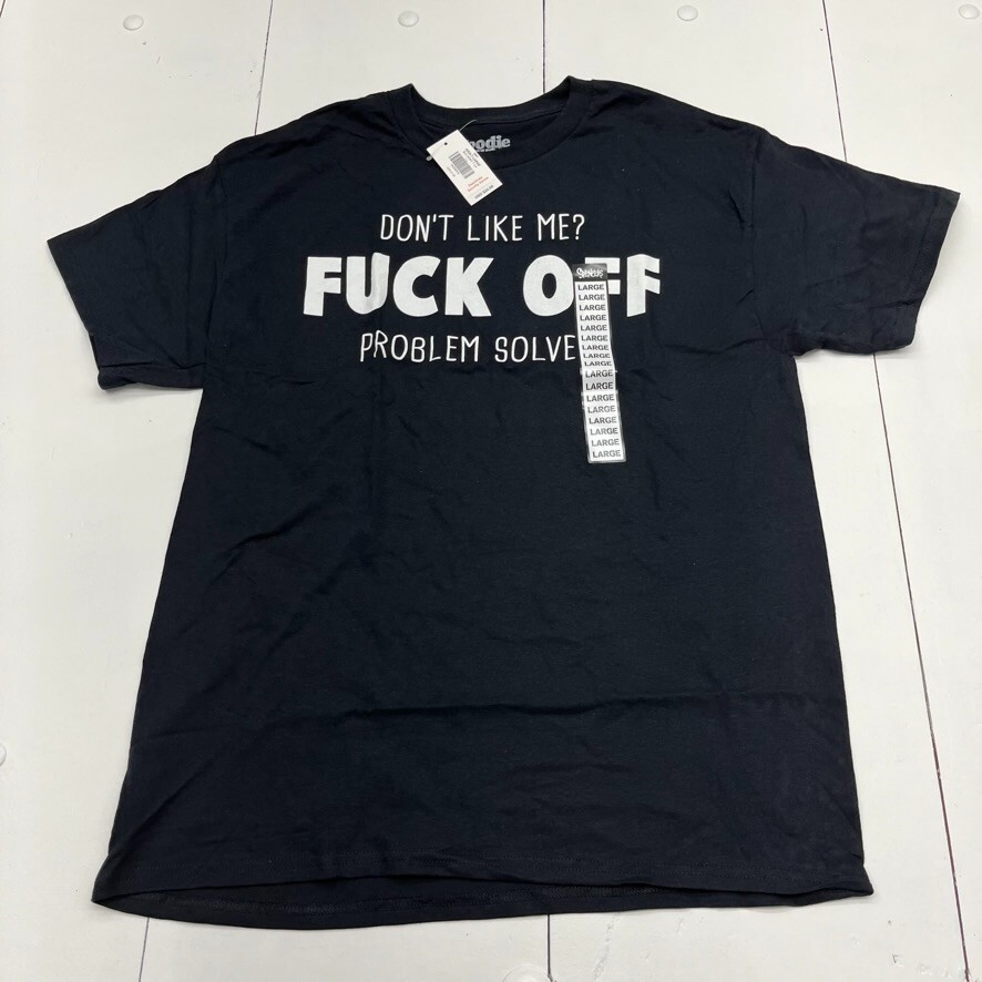Goodie Two Sleeves Black "Problem Solved" Printed T-Shirt Mens Size Large NEW gallery