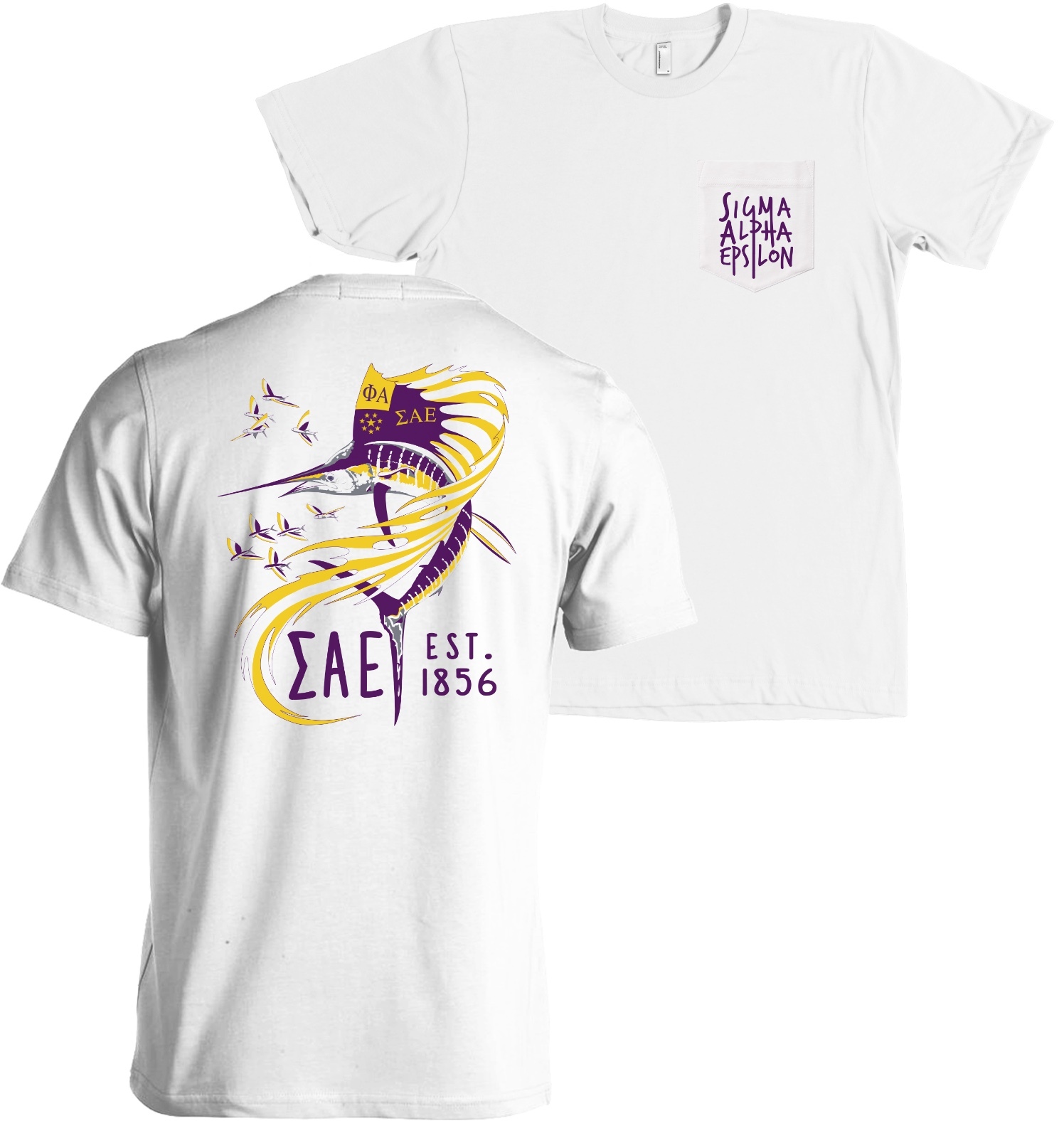 Sigma Alpha Epsilon Bella + Canvas POCKET Shirt SAE Nautical Fish MORE COLORS gallery