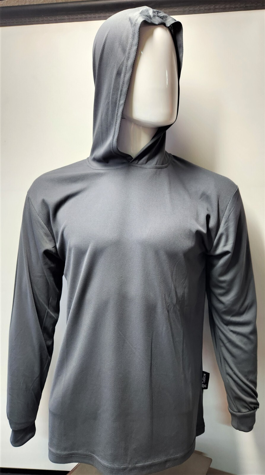 GRAY Long Sleeve Safety Shirt With Hoodie, Quick Dry Polyester Birdeye mesh gallery