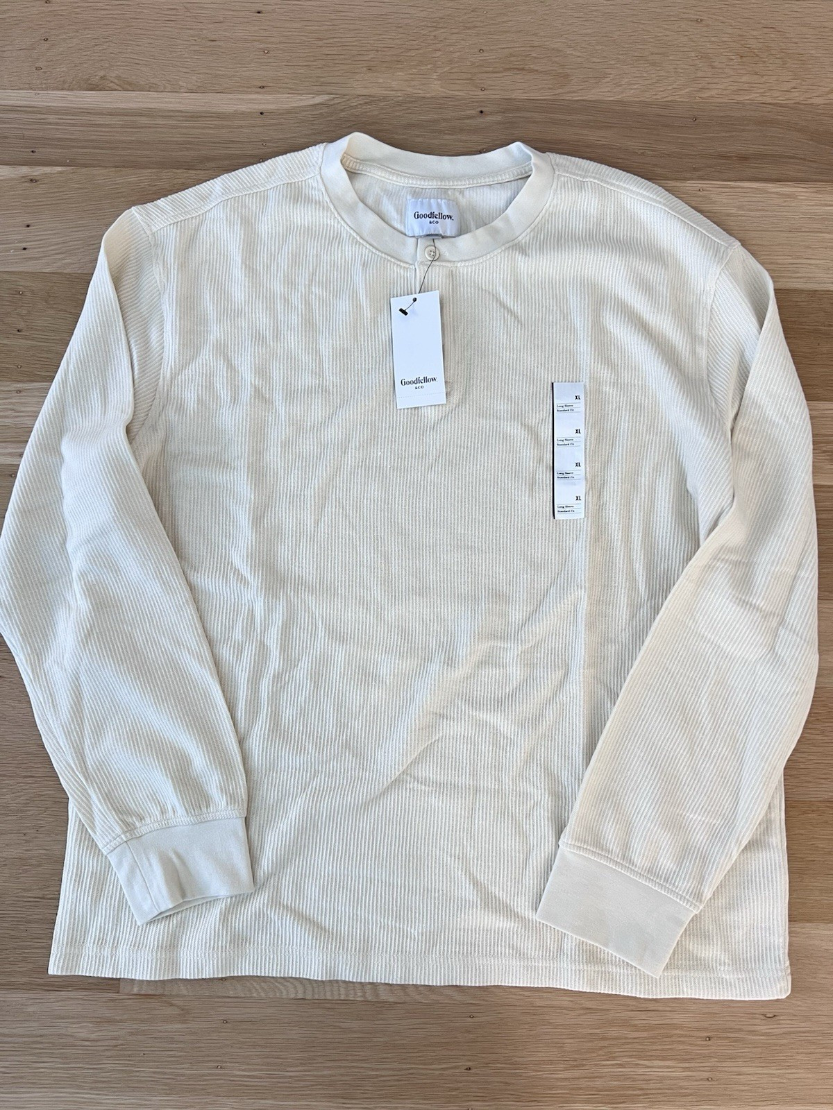 Goodfellow & Co Men’s Ivory XL Standard Fit Cotton Knit Long Sleeve Tee