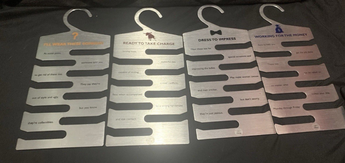 Fathers Day (4) Tie Hanger Organizers Labeled Humorous Metal Multiple Tie Hanger gallery