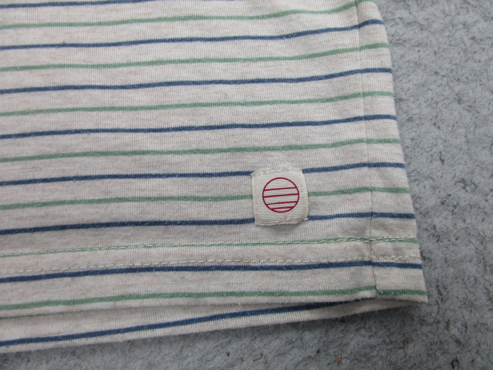 Marine Layer Shirt Mens Medium Gray Blue Green Striped Re-Spun Crewneck Soft gallery