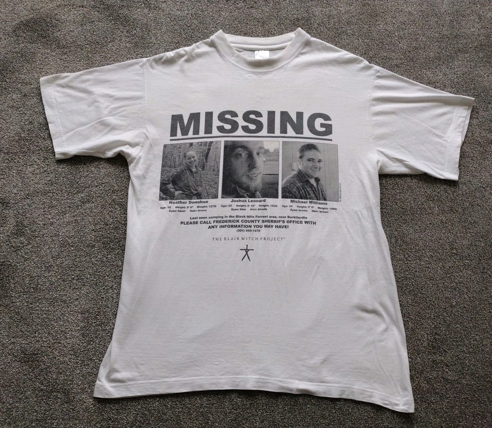 Vintage The Blair Witch Project Missing T-Shirt 1999 Size Large