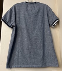 Scott James Men’s Blue Stretch V Neck Shirt W/Button Pocket & Contrasting Trim