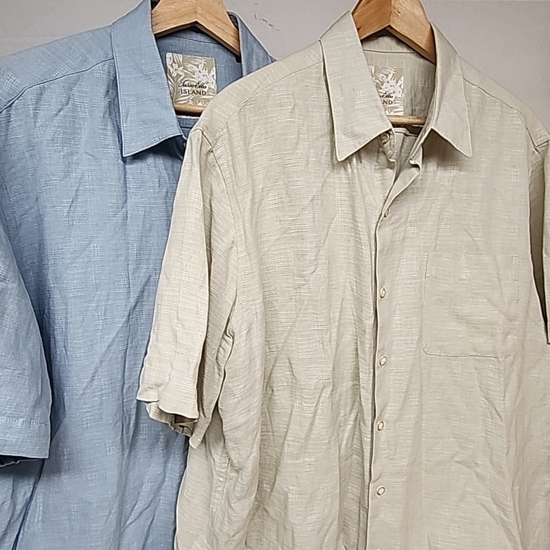 Tasso Elba Island – Teal Polo T-Shirt – Mens XL Lot Of 2 75% Silk 25% Linen