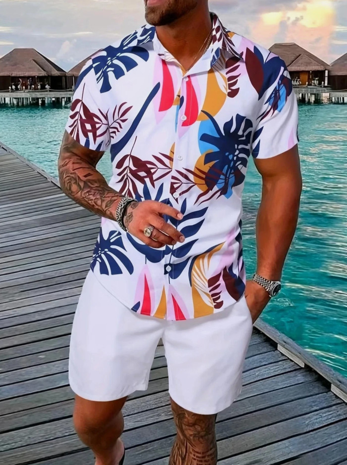 Men Summer Outfit 2-Piece Set Short Sleeve T-Shirt and Shorts Sweatsuit Set gallery