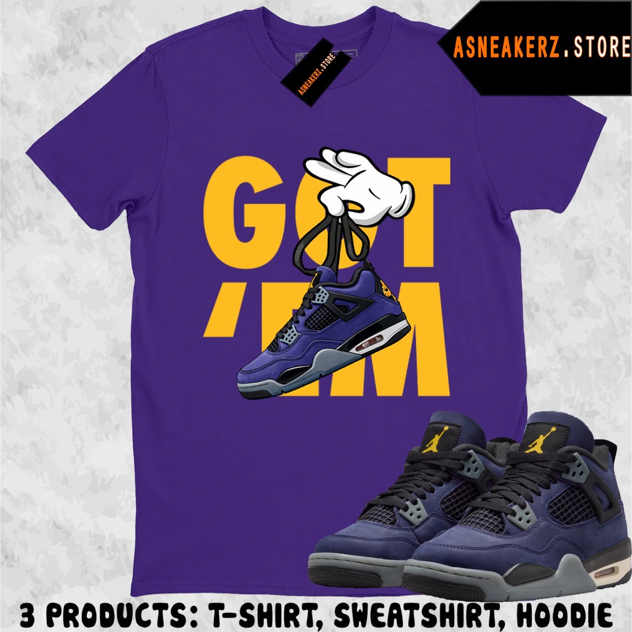 Tee Shirt Matching AJ 4 Lakers Lakeshow 2026 To Match Sneaker Sneakerhead Got Em
