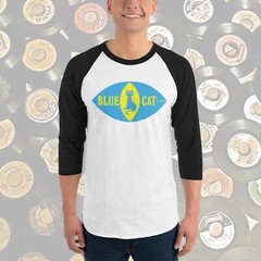 Blue Cat Records 3/4 Sleeve Baseball Shirt Reggae Ska Rocksteady Studio 1 Skin