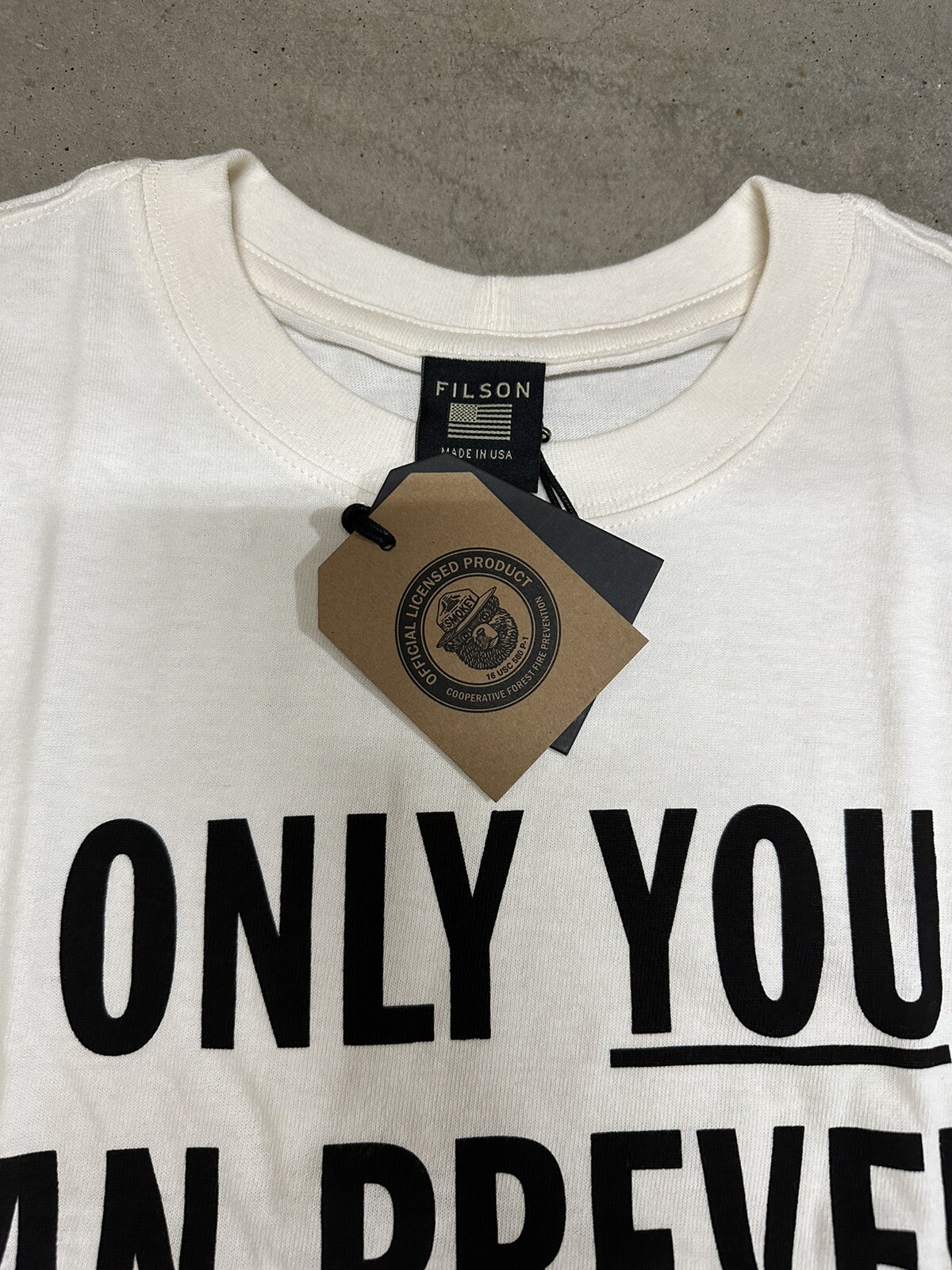 NWT Filson Smokey The Bear Only You Can Prevent Wildfires Mens Limited White gallery
