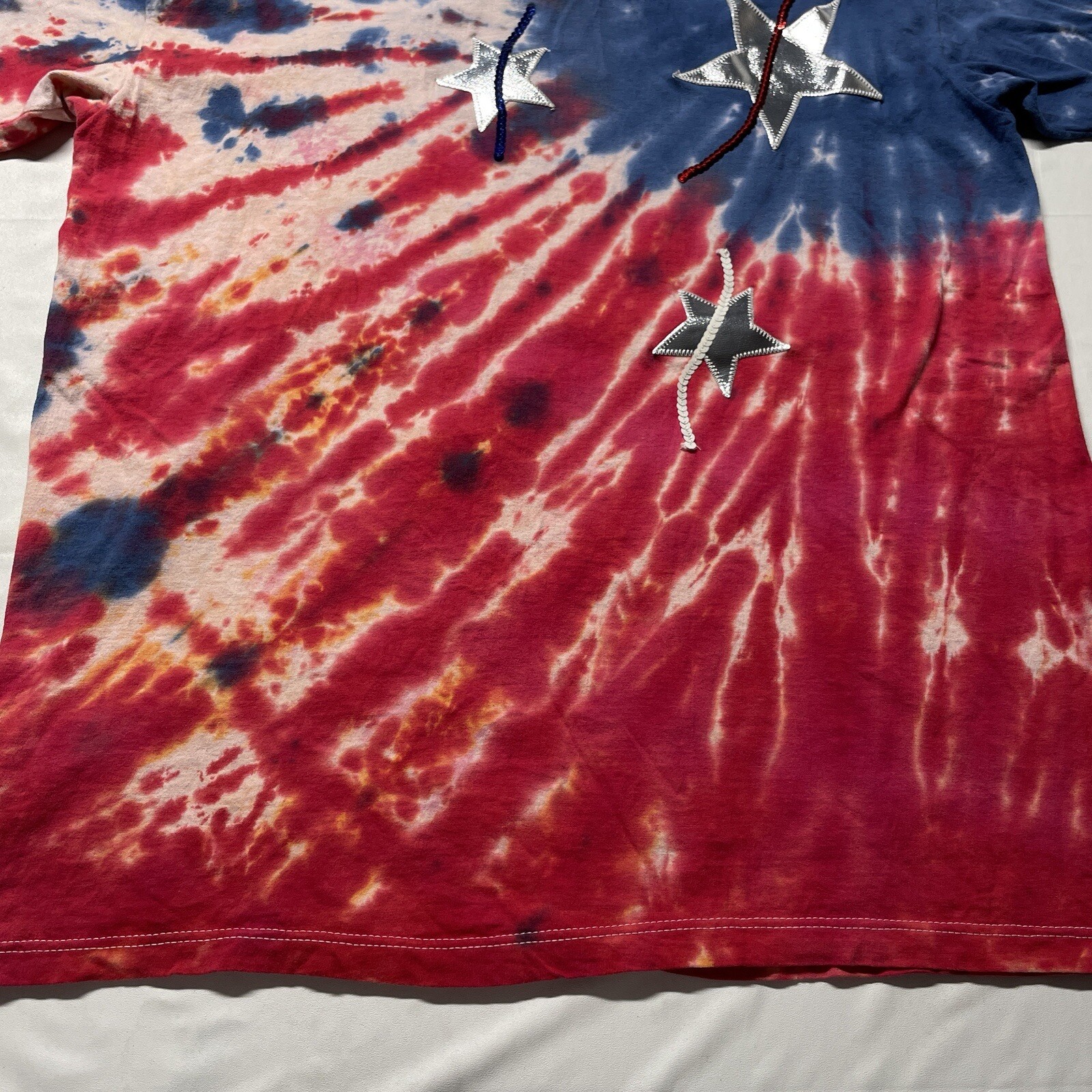 Vintage 90s Single Stitch T-Shirt Men’s Large Tie Dye Patriotic Stars USA Made gallery