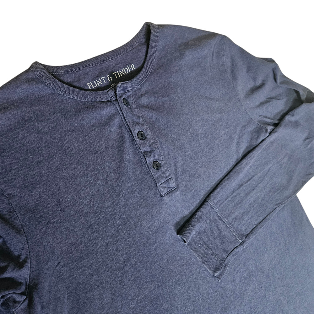 Flint & Tinder Henley Shirt Men’s Medium Blue Heavyweight Cotton Workwear USA